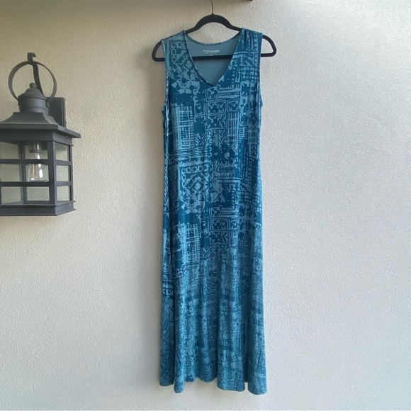 Soft Surroundings Tulum Dark Teal Bohemian Maxi Dress Size M - Picture 2 of 7